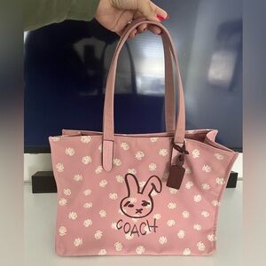 Coach Lunar Tote Rabbit Canvas Pink